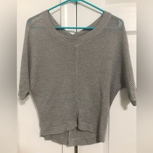 Women’s Ann Taylor LOFT XSP extra small petite grey silver sweater glitter EUC